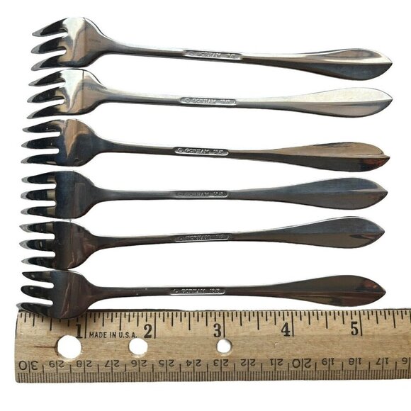 Lot 6 Gorham Silver Stainless 18/8 Meredith Seafood Cocktail Forks Discontinued - Picture 4 of 8